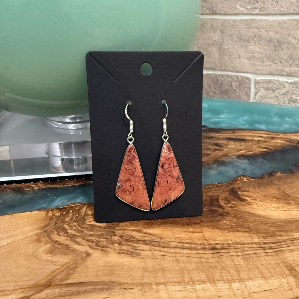 Elegant Marbled Peach Earrings